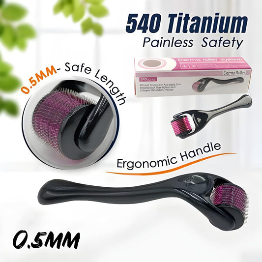 Titanium Derma Roller 0.5mm – Skin Rejuvenation & Hair Growth Tool with Storage Box